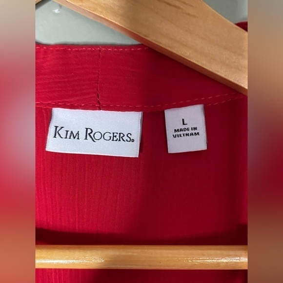 Kim Rogers Matchback 2Fer Top Womens Size Large Short Sleeve Red Watermelon - Picture 8 of 9